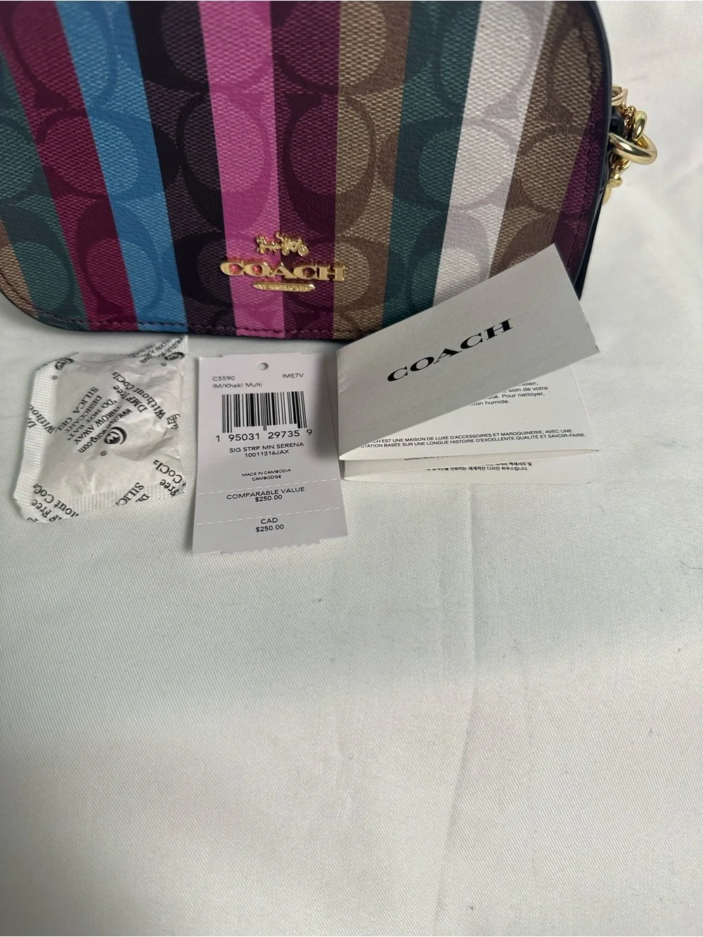 COACH Multicolor Stripe Signature Canvas Crossbody Bag